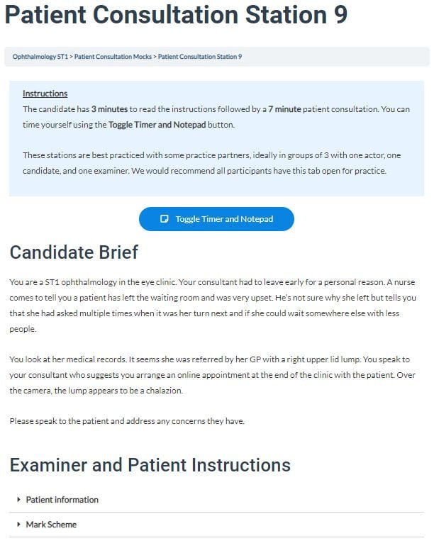 An example Patient Consultation Station from stinterview.com